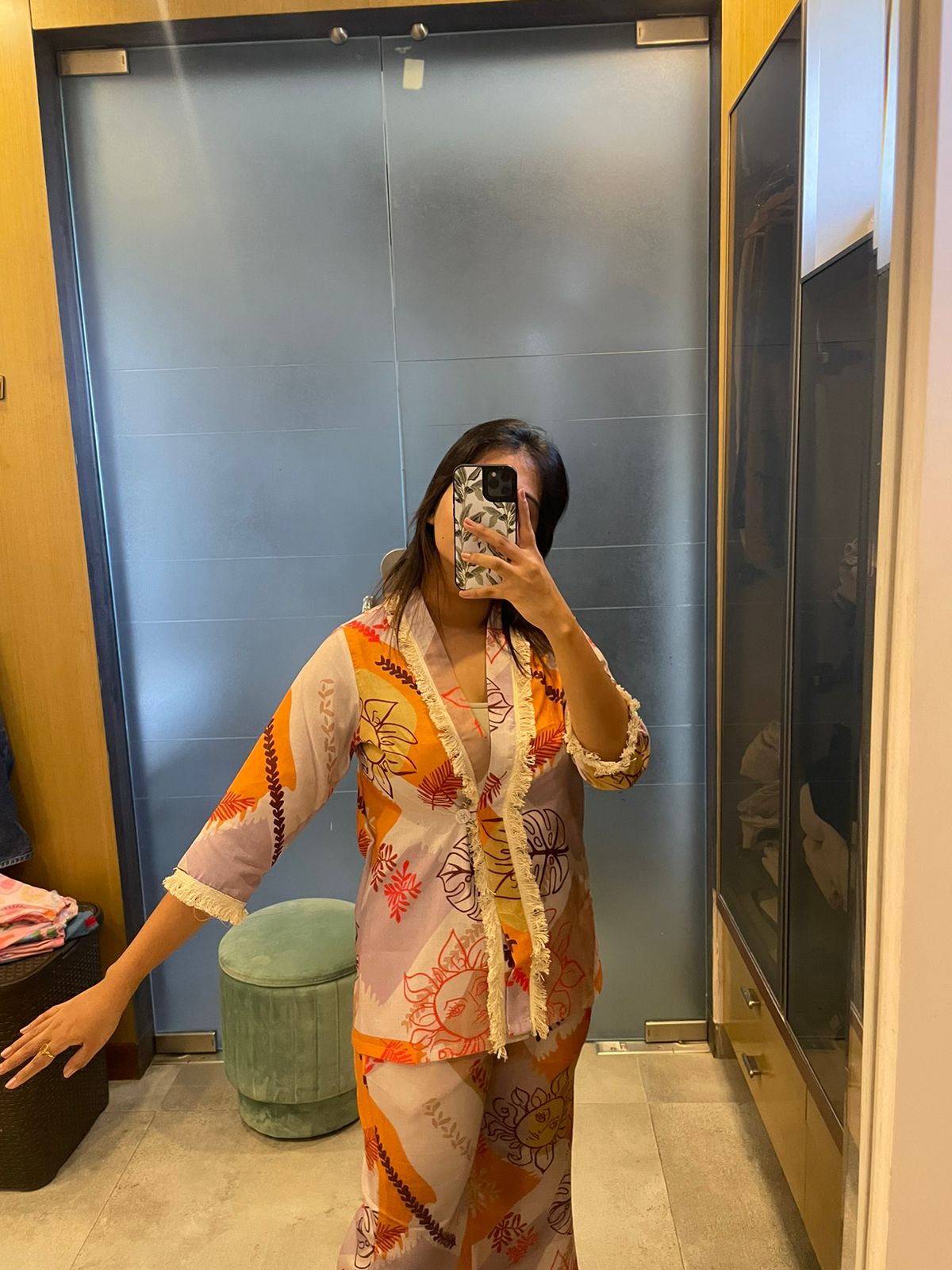 Kimono Blazer With Bell Bottom Pants.
