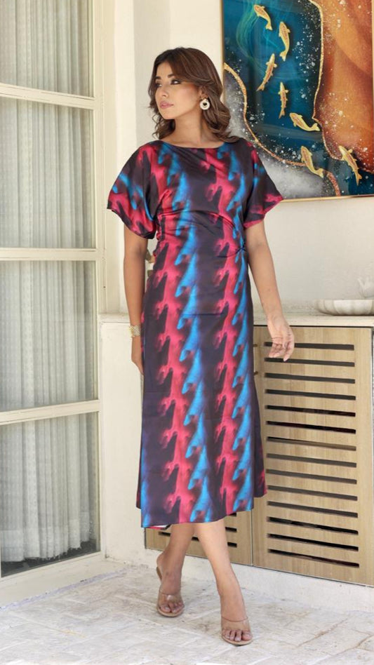 Flowy Abstract Crepe Dress
