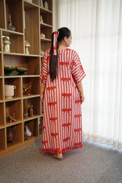 Bow Tassel Satin Dress
