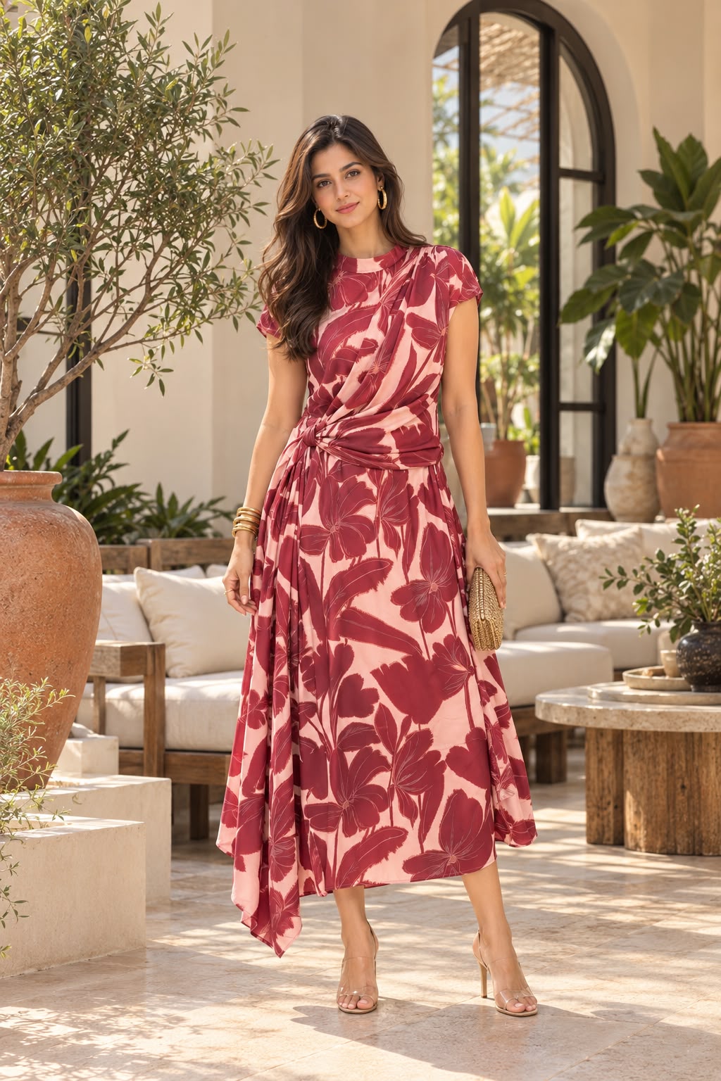 Draped Wrap Satin Dress