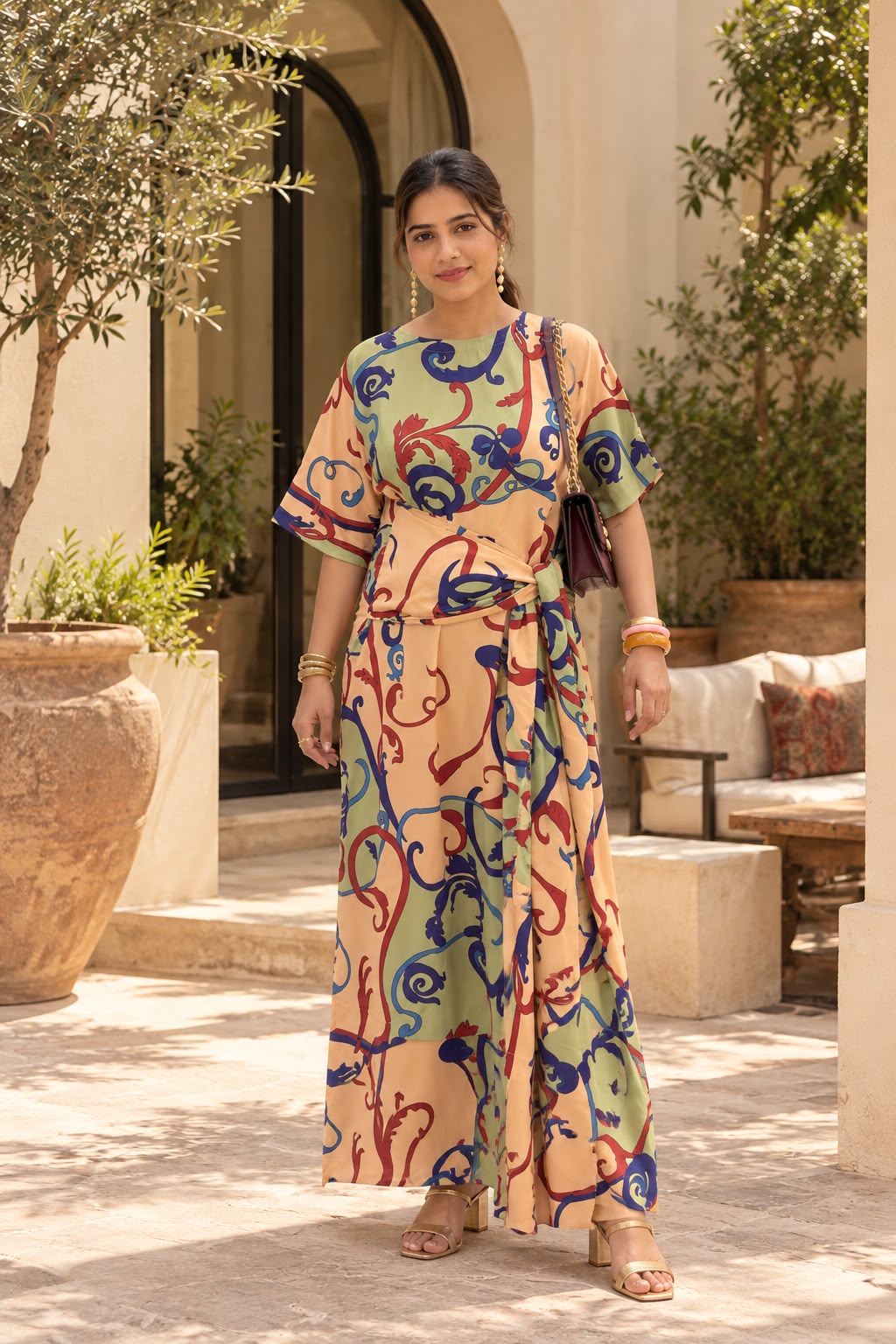 Printed Scarf Dress