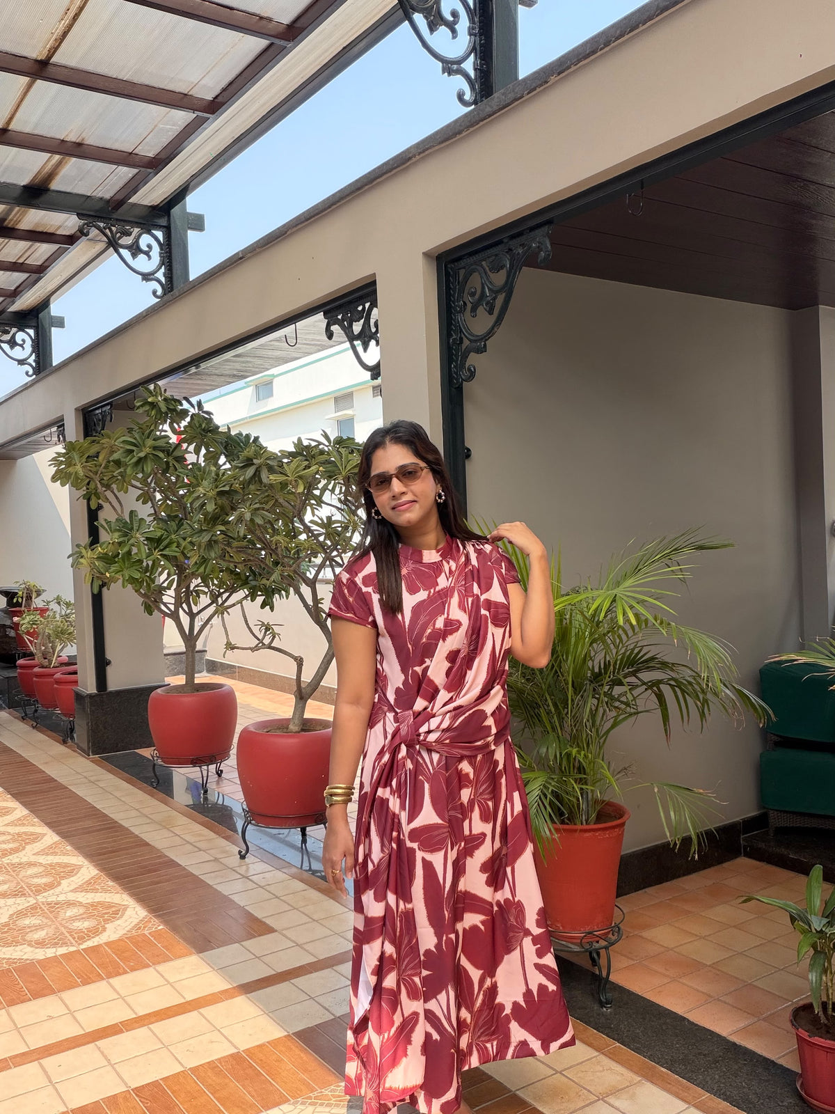Draped Wrap Satin Dress
