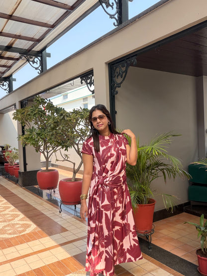 Draped Wrap Satin Dress