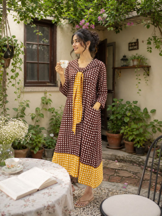 Brown gingham dress