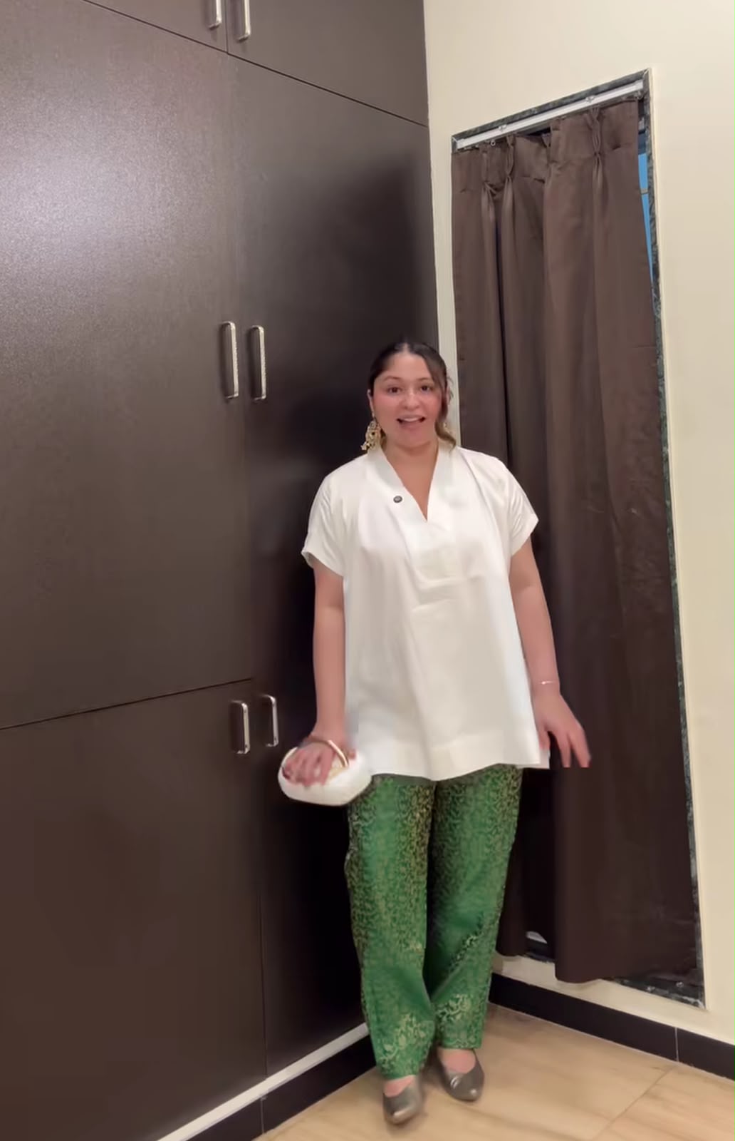 White Top With Brocade Pants