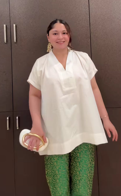 White Top With Brocade Pants