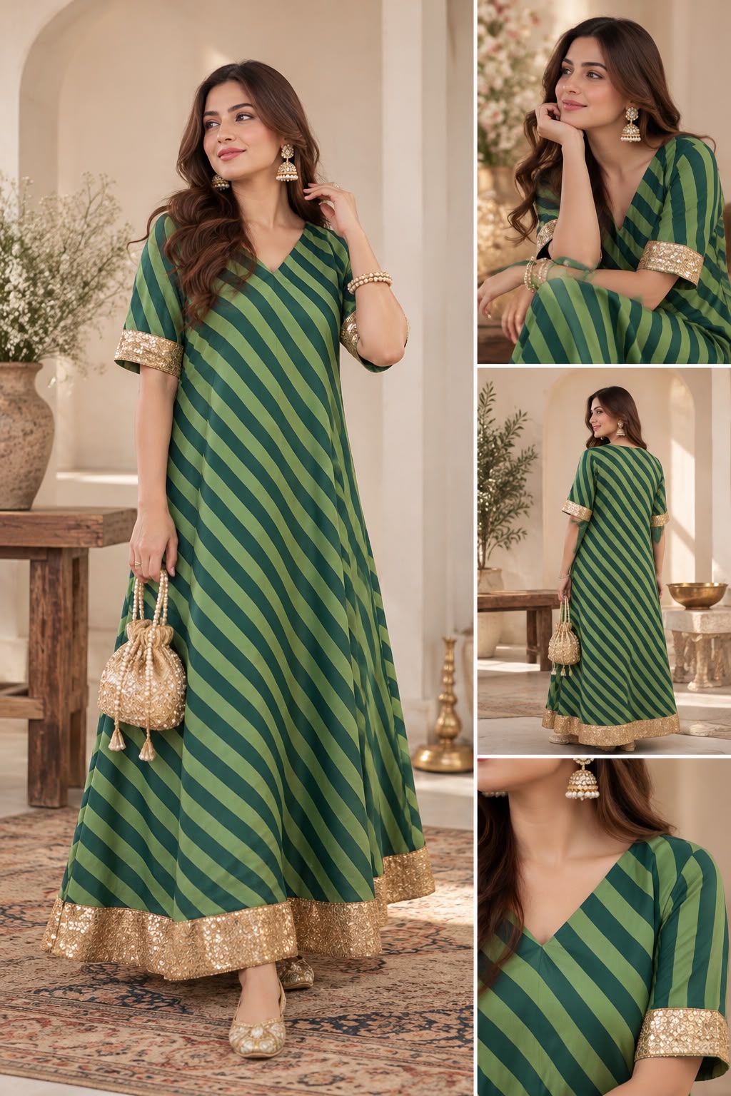 Green Stripes Lappa Dress