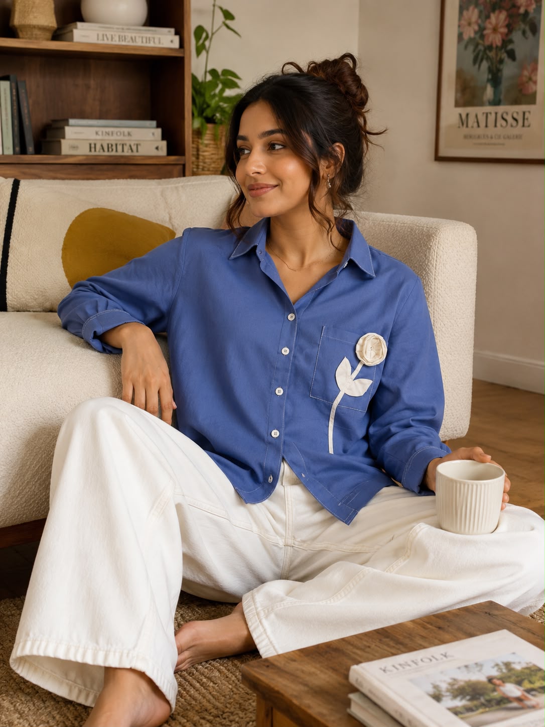 Linen flower shirt