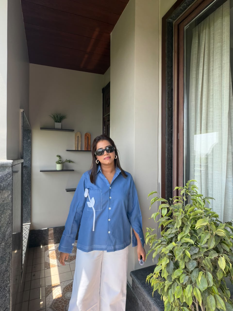 Linen flower shirt